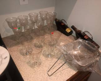 LARGE ASSORTMENT OF ETCHED GLASSWARE