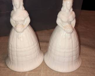 RARE PAIR OF IMPERIAL GLASS MILK GLASS - SOUTHERN BELL LADIES