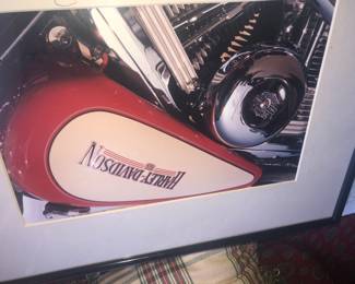 HARLEY DAVIDSON SIGNED SIGNATURE FRAMED PRINT.