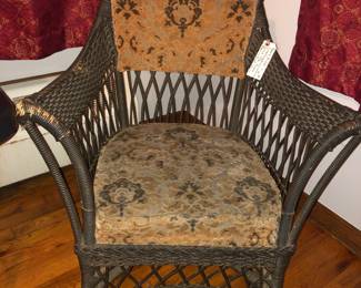 A PAIR OF ORIGINAL WICKER ROCKING CHAIRS CIRCA 1930 COMMISSIONED FOR THE LAWRENCE FISHER ESTATE SALE MANSION LENOX AVE. DETROIT.