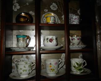 Cups & Saucers in Wood Shadowbox