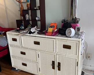 White wicker dresser