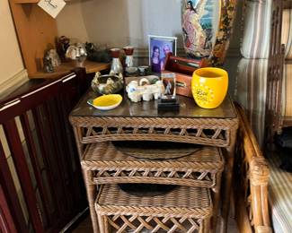 Wicker nesting tables