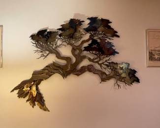 .Impressive Bronze, Copper & Steel Tree Landscape Wall Art Sculpture signed John Reed (see previous picture for scale)