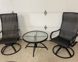 Pair Homecrest Sling Aluminum High Back Swivel Rochester Chairs 