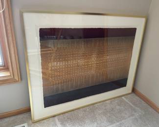 $600.00…………..Abstract Paper Art signed Paul Maxwell, numbered 39/51.  Framed measurements: 39” x 51”