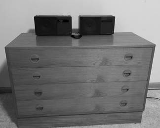 SOLD………..$300.00………..4 Drawer Hansen Guldborg Vintage Teak Chest, (#2R)  Wonderful Condition (2 available) Measurements: 35”W x 16”D x 24”H