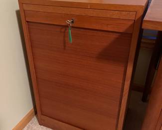 SOLD…..MCM Danish Teak Tambour Door File Cabinet 