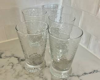 $50 - Set of 5 Hammered Southern Living juice glasses - 5" H by 3" diam