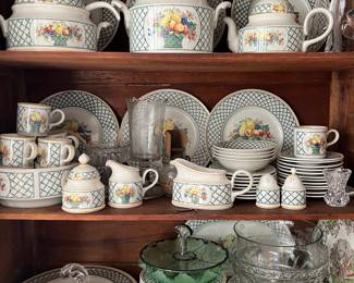 Villeroy and Boch “Basket” patter tableware and serving ware, antique and vintage pattern glass serving ware