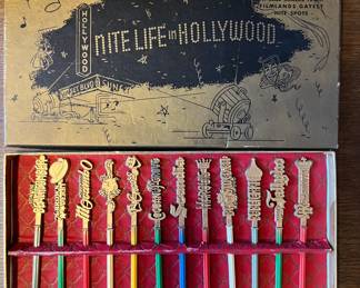 Vintage Souvenir swizzle stick collection “Nightlife In Hollywood” 
