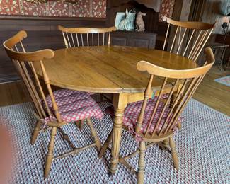 Country dining drop-leaf table and Maple Windsor style chairs