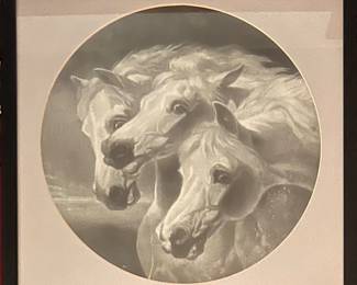 Framed print, galloping horses. 