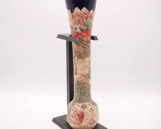 Gerz W. Germany 18" Ceramic Stein Container w/Wood Stand
