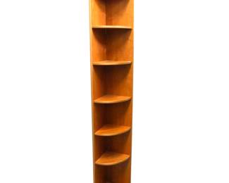 Vintage Danish Mid-Century Modern Teak Quarter Round 6-Tier Corner Shelf Unit
