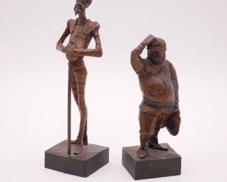 Ouro Artesania Carved Wood Don Quixote & Sancho Panza Figurines
