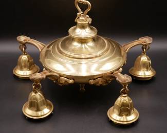 5-Light Brass Pan Chandelier Light Fixture
