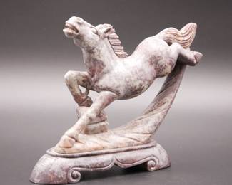 Carved Purple & White Soapstone Horse Figurine
