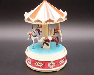 Vintage Yaps Wind-Up Horse Carousel Plastic Music Box
