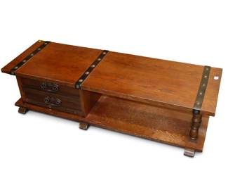 Vintage Lane Rustic Wooden Coffee Table with Leather Straps
