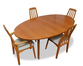 Vintage Benny Linden Danish Mid Century modern Teak Dining Table and Chairs
