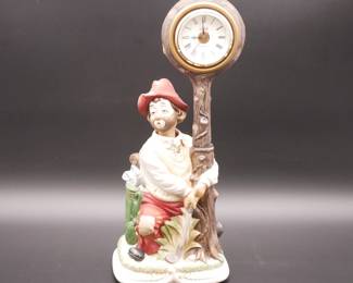 Waco Melody in Motion Willie the Golfer Clown Bisque Porcelain Clock
