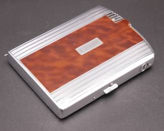 Ronson Chrome & Enamel Twenty Case Cigarette Case w/Lighter
