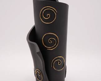 Black & Gold Scroll Vase
