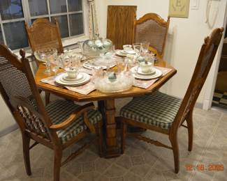 Dining set- 4 cane back chairs- 1 leaf