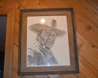 Framed John Wayne art