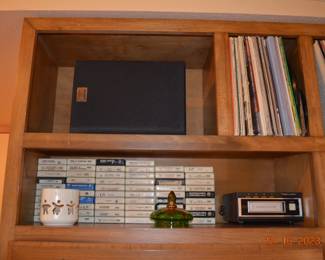 Albums  - 45's- 8tracks - Cassettes - 8 track player - Sony speakers