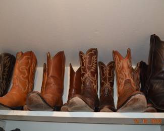 Lucchese, Justin, Rios of Mercedes Boots -most are 10 1/2B
Exotics- Lizard, Sea Turtle,  Buffalo and more!