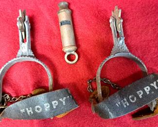 RARE HOPALONG CASSIDY SPURS & POLICE WHISTLE