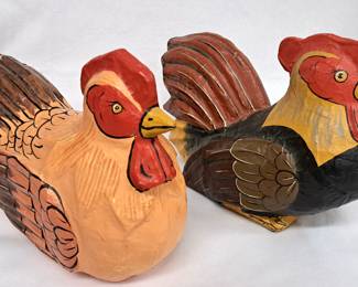 PAPER MACHE CHICKENS ROOSTERS 