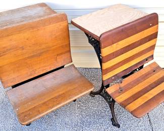 ANTIQUE SCHOOL DESKS IRON BASES