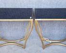 Pair Fantastic Safavieh Rex Gilt Metal Base Glass Top Side Tables Modern Hollywood Regency Style
