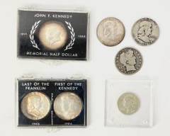 1963, 1964 U.S. Franklin 90% Silver Half Dollar, 1897 Barber 90% Silver Half Dollar, 1963, 1964 JFK 90% Silver Half Dollar,
