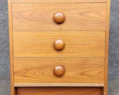 Mid Century Modern MCM Teak 3 Drawer Side Table
