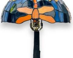Vintage Tiffany Style Dragonfly Design Stained Glass Table Lamp
