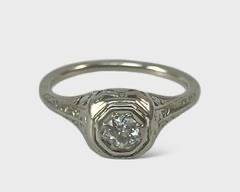 Fine 14K White Gold 3mm Diamond Ring Size 5.25
