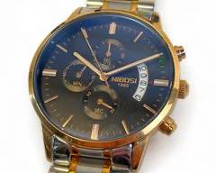 Nibosi Men's Waterproof Chronograph Watch Stainless And Gold Tone Metal Band 2309-MKHMgd
