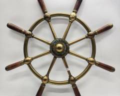 Fantastic Antique Brass & Wood Ships Wheel John Hastie & Co. Ltd Greenock Scotland
