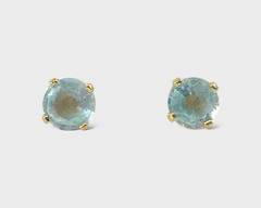 Fine 14K Yellow Gold Aquamarine Stud Earnings
