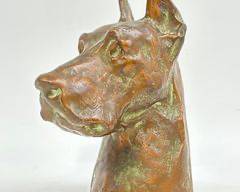ANTIQUE SIGNED MCCLELLAND BARCLAY USA GREAT DANE DOG BUST ART STATUE SCULPTURE BOOKEND Art Deco
