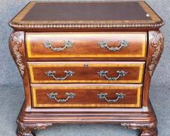 20th Century French Style Inlaid Wood Commode Dresser Chest
