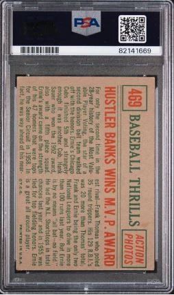 Ernie Banks 1959 Topps 469 Hustler  PSA 4 Back - $59.00