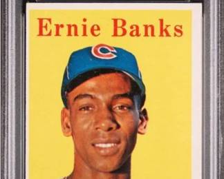 Ernie Banks 1958 Topps  - Hall of Fame - National League MVP in both 1958 & 1959 - Graded Excellent to Mint - PSA 6  - $299.00