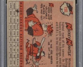 Mickey Mantle 1958 Topps PSA 7 196 Back - $3,595.00