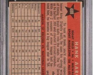 Hank Aaron 1958 Topps All Star 488  PSA 3 Back - $99.00