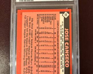 Jose Canseco - 1986 Topps Traded Rookie Card - Back - PSA 8 - $59.00